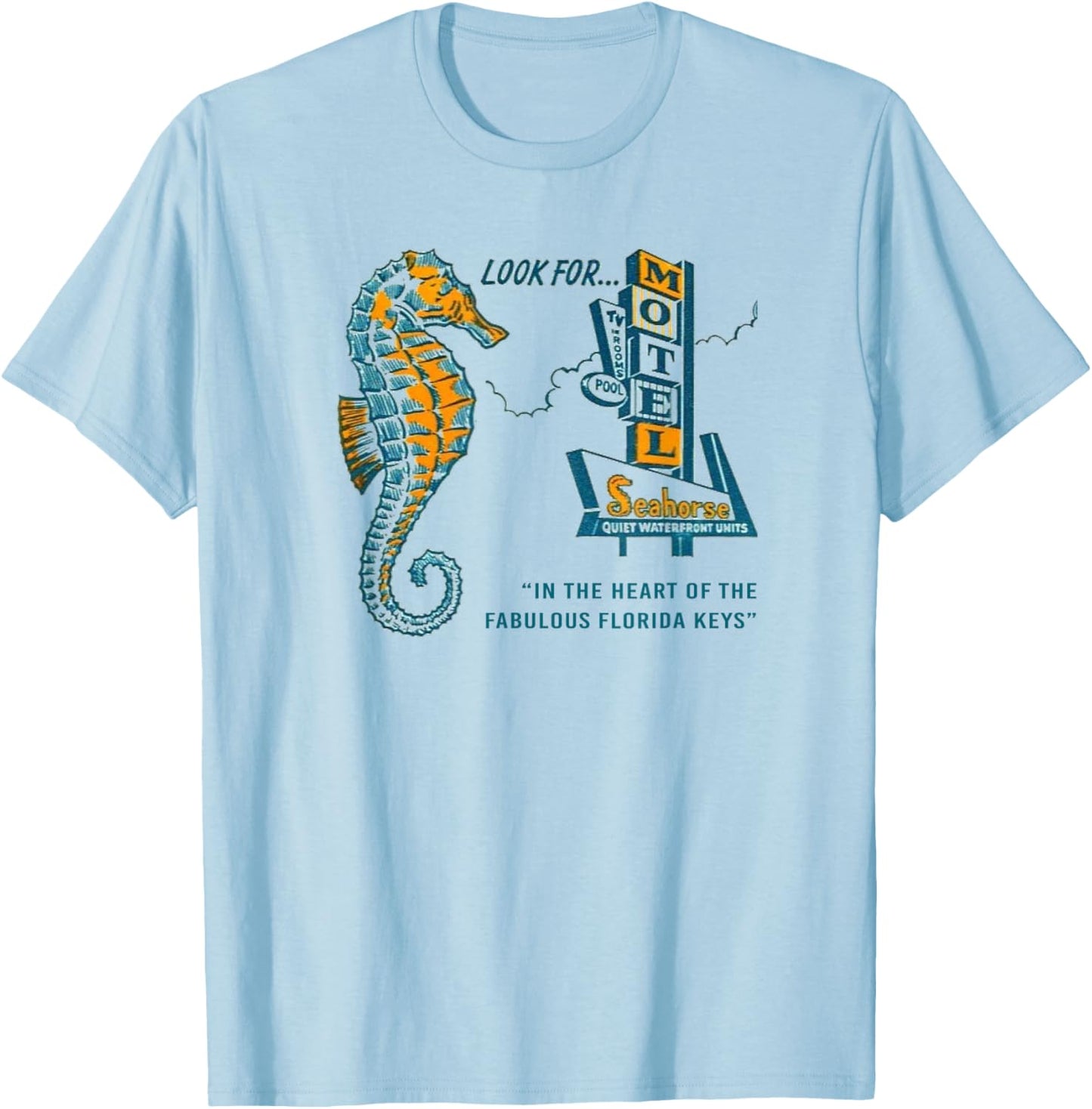 Sea Horse Motel Retro Tropical Ocean Vintage Men's Graphic T-Shirt - T-Shirt | Light Blue