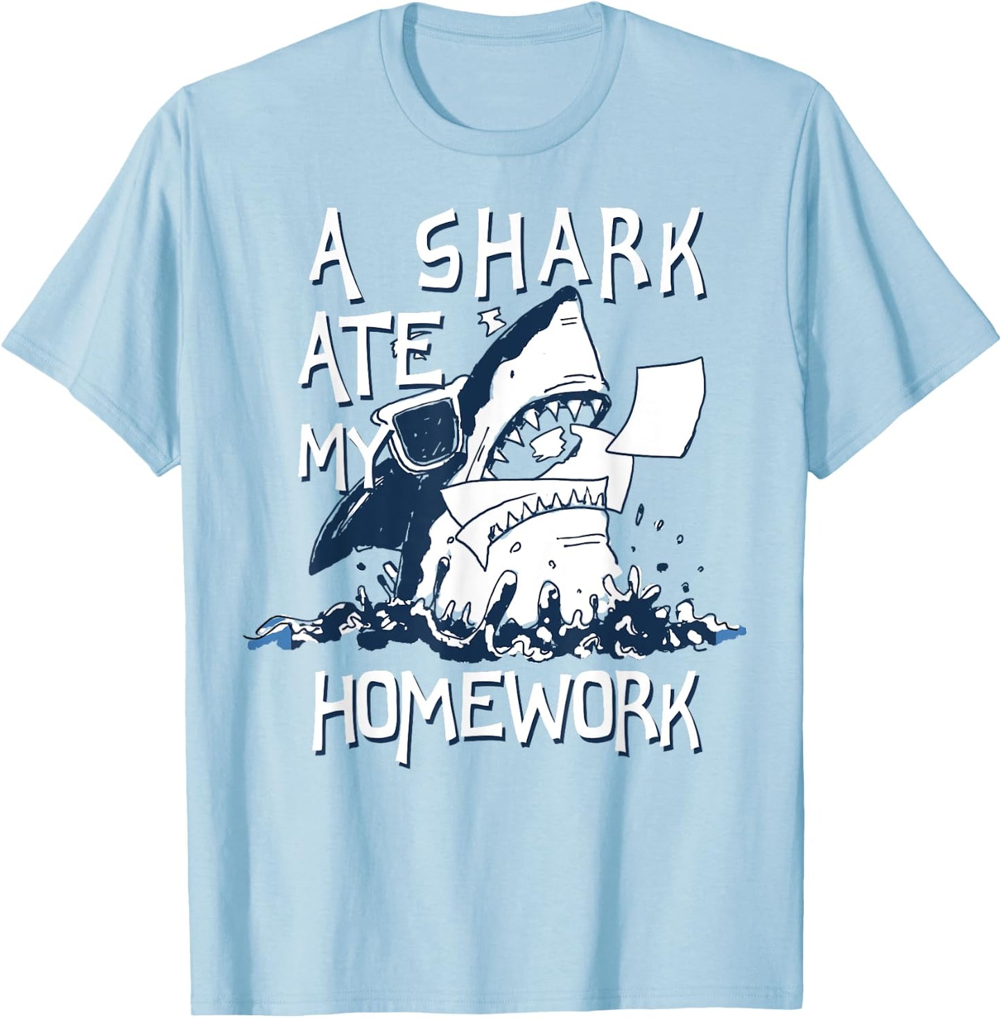 Shark Ate My Homework T-Shirt - T-Shirt | Light Blue