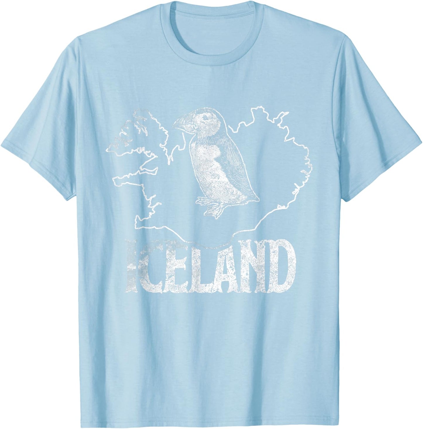 Iceland Map Love Puffins Cute Puffin Gift Kids T-Shirt - T-Shirt | Light Blue
