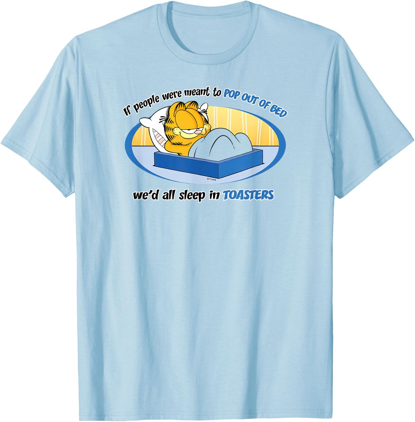 Garfield Pop Out Of Bed T-Shirt - T-Shirt | Light Blue