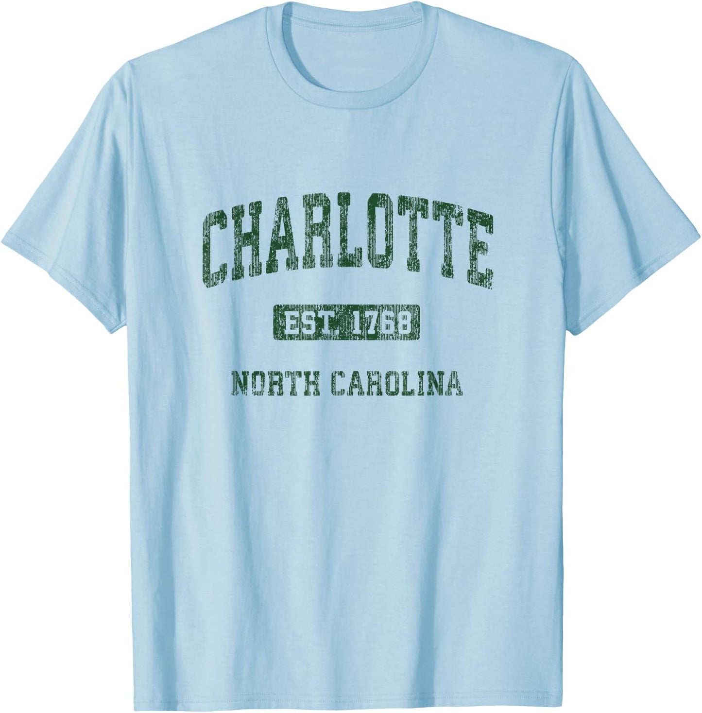 Charlotte North Carolina NC Vintage Athletic Sports Design T-Shirt - T-Shirt | Light Blue
