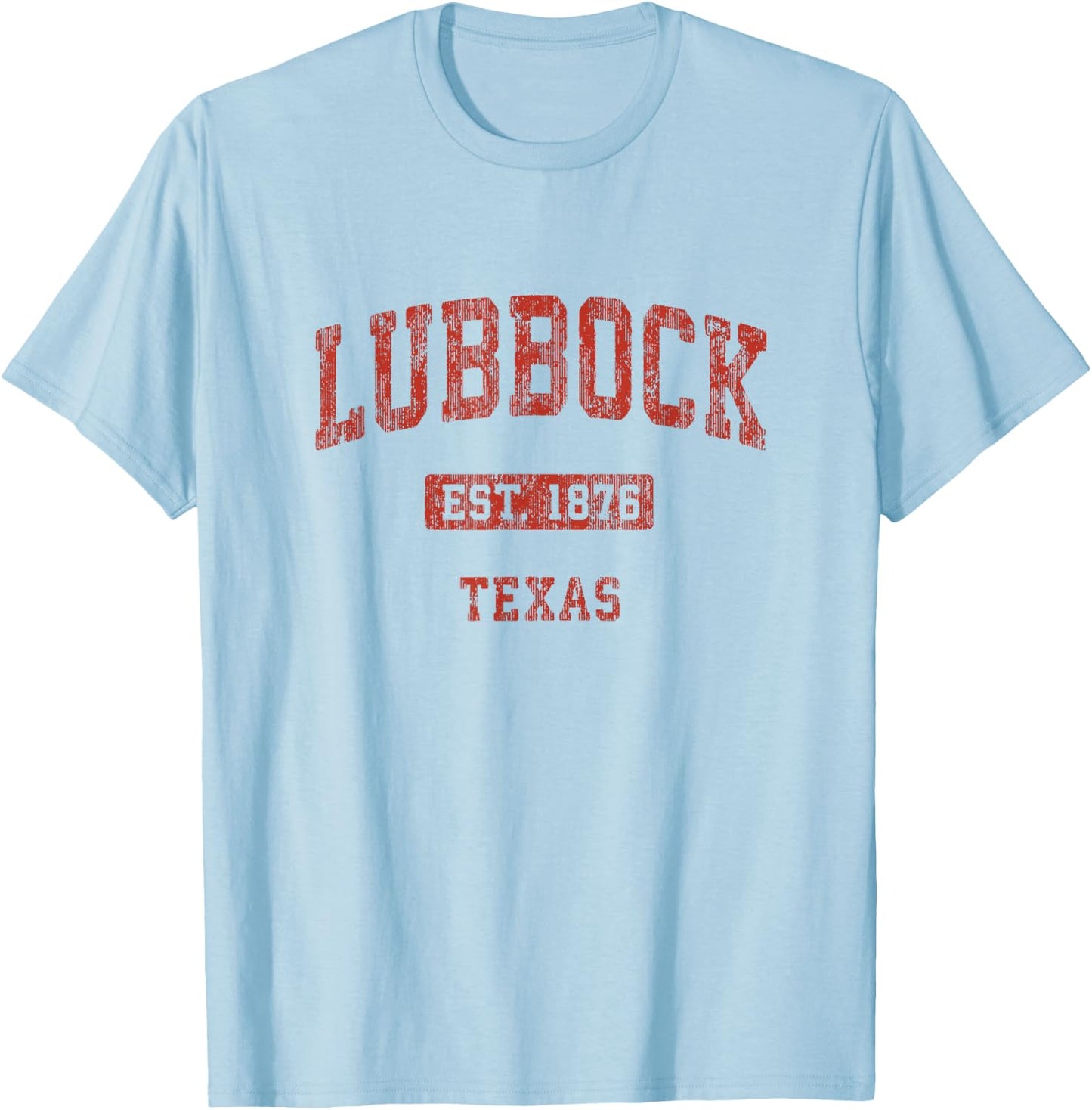 Lubbock Texas TX Vintage Athletic Sports Design T-Shirt - T-Shirt | Light Blue