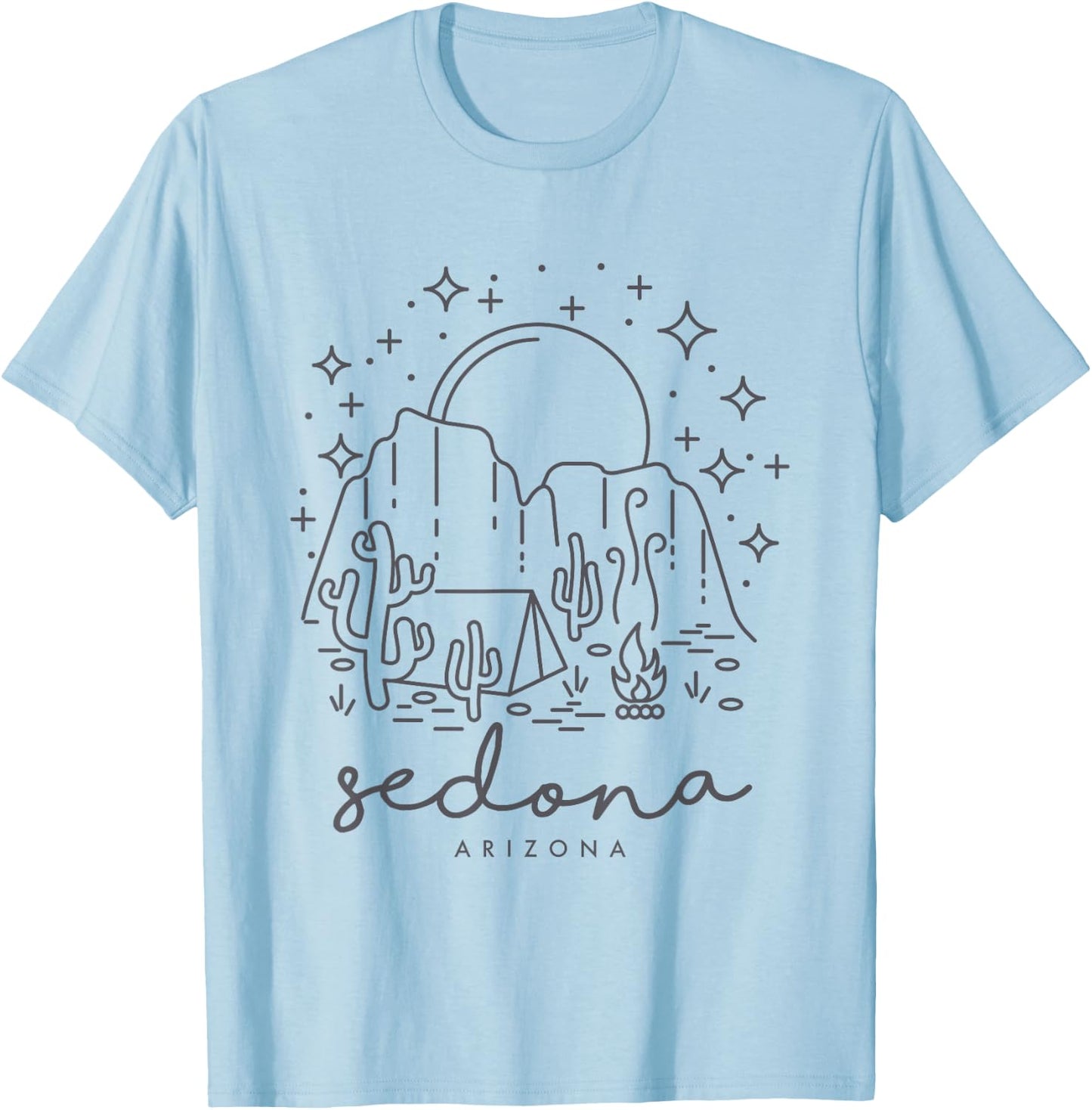 Cool Vintage Cactus Sedona Arizona Camping Souvenir T-Shirt - T-Shirt | Light Blue