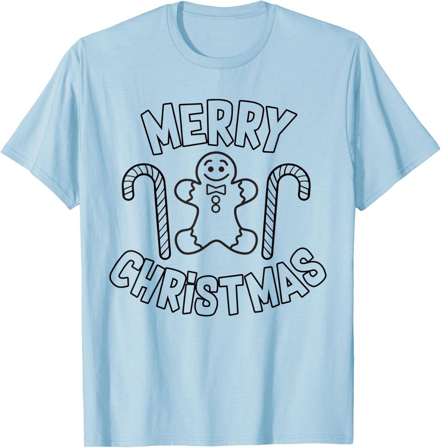 Christmas Coloring Page Shirt, Kids Holiday Gift T-Shirt - T-Shirt | Light Blue