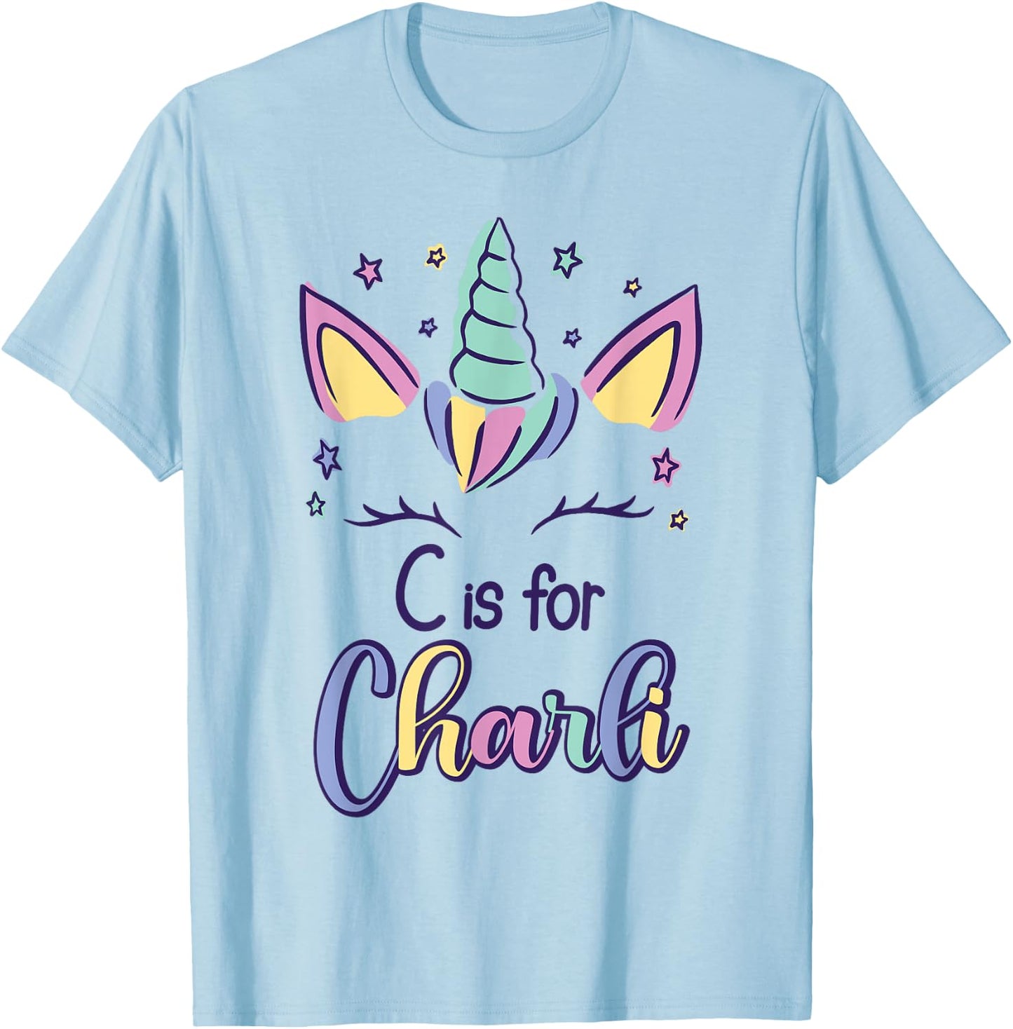 First Name Charli Personalized C Is For Charli T-Shirt - T-Shirt | Light Blue