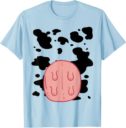 Cow Udder Pattern Funny Lazy DIY Costume Easy Halloween T-Shirt - T-Shirt | Light Blue
