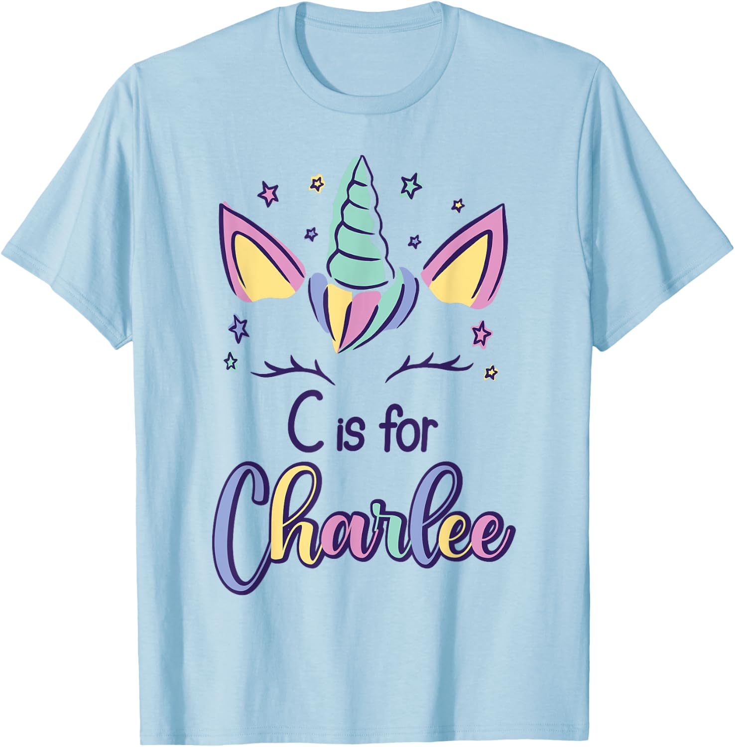 First Name Charlee Personalized C Is For Charlee T-Shirt - T-Shirt | Light Blue