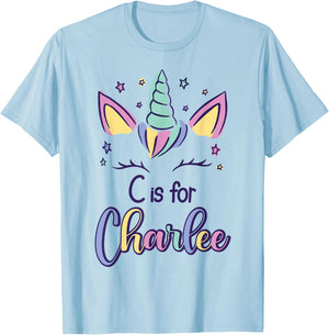 First Name Charlee Personalized C Is For Charlee T-Shirt - T-Shirt | Light Blue