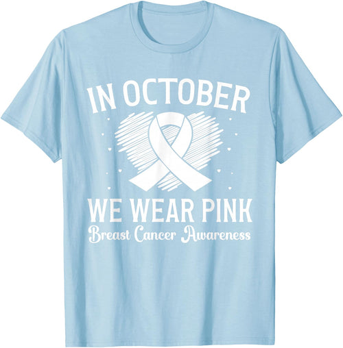 Breast Cancer Awareness Heart Ribbon In October We Wear Pink