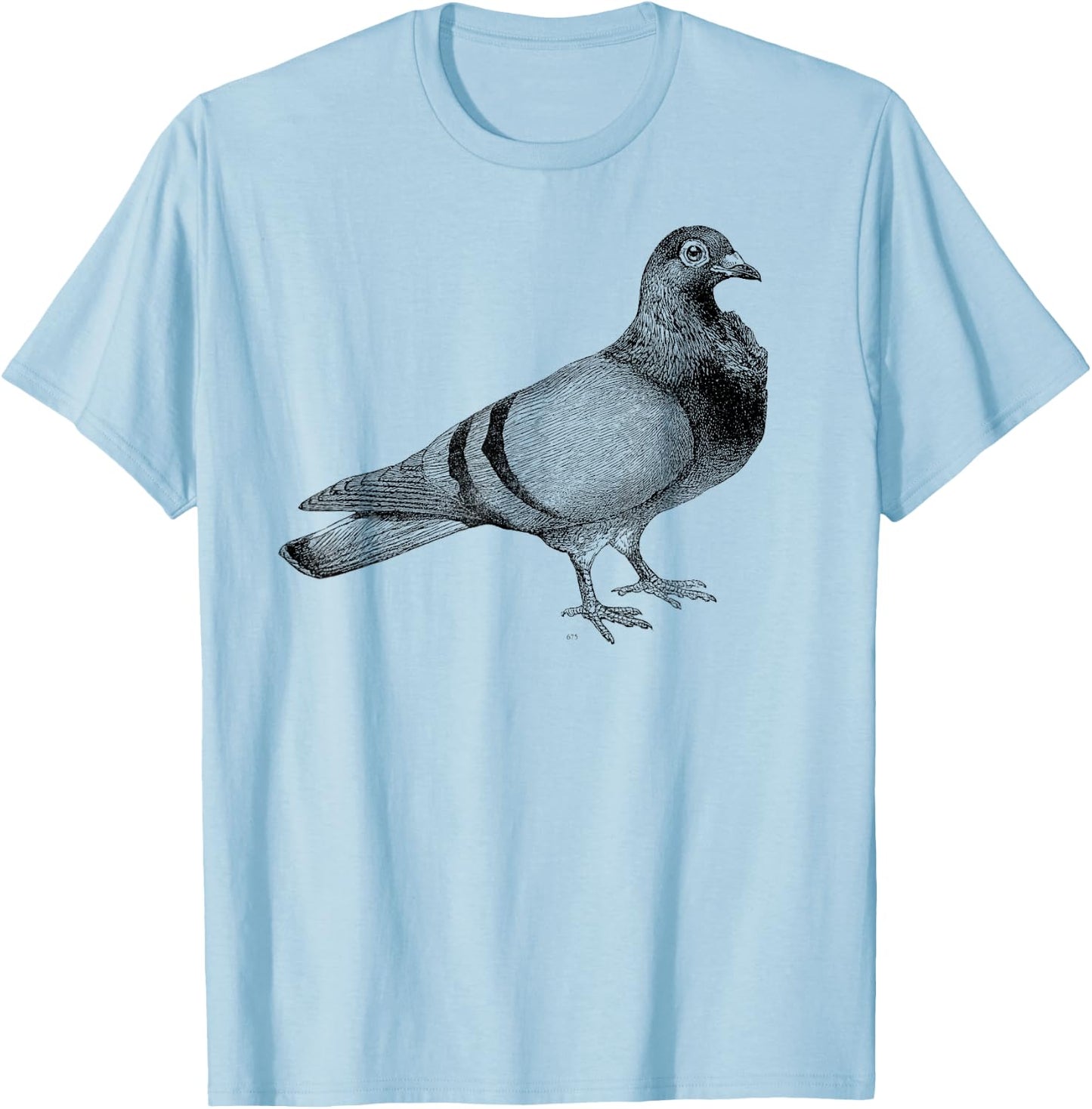 Big Texas Vintage Pigeon Illustration T-Shirt - T-Shirt | Light Blue