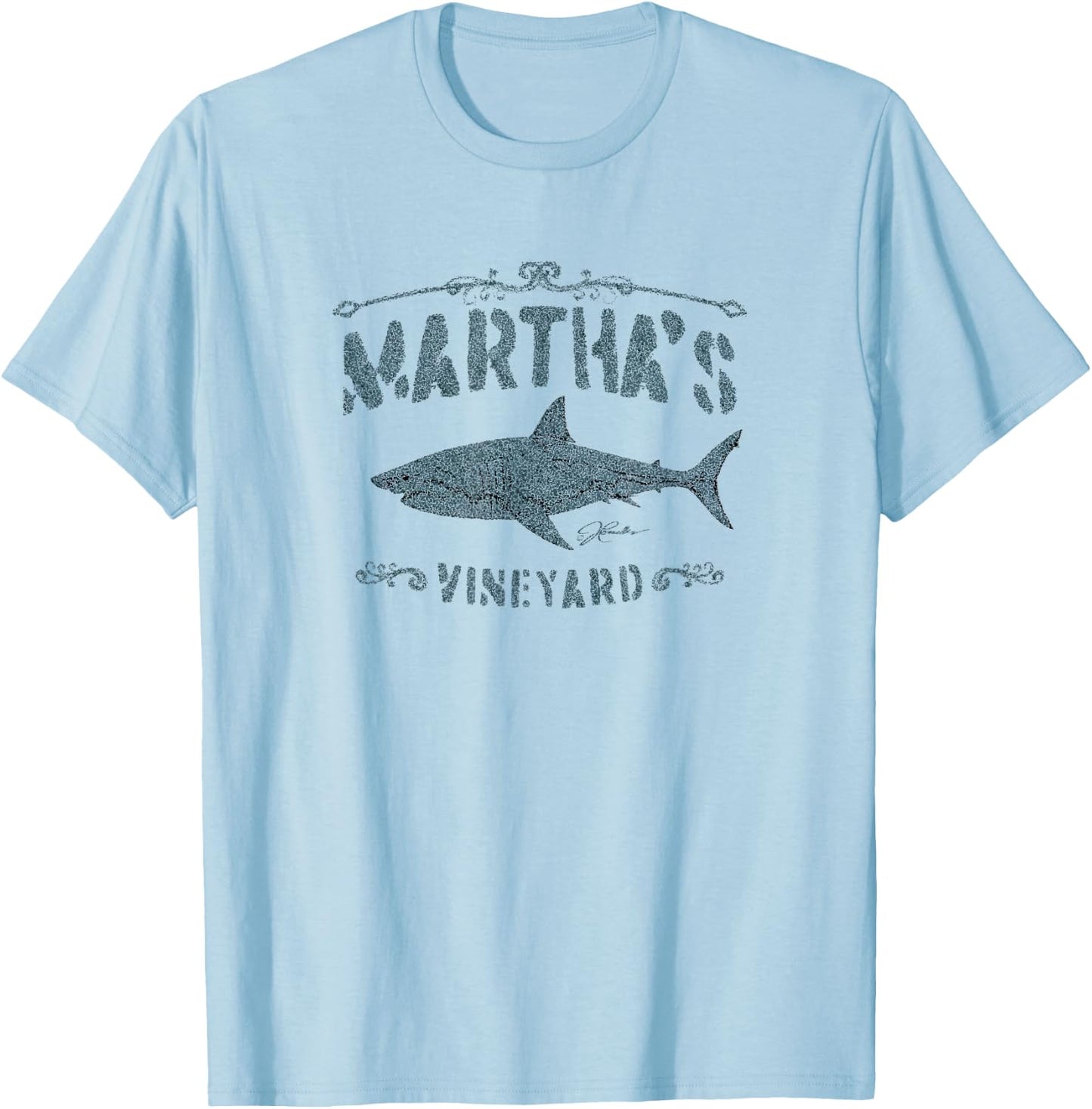 JCombs: Martha's Vineyard, MA, Great White Shark T-Shirt - T-Shirt | Light Blue