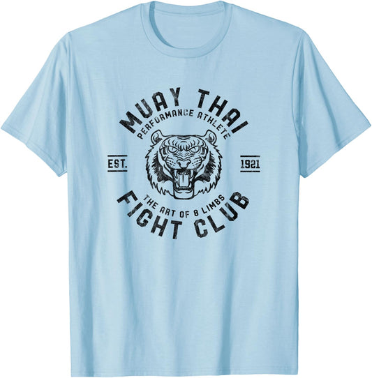 Muay Thai Street Fight Club MMA Tiger Kick Boxing Club T-Shirt - T-Shirt | Light Blue