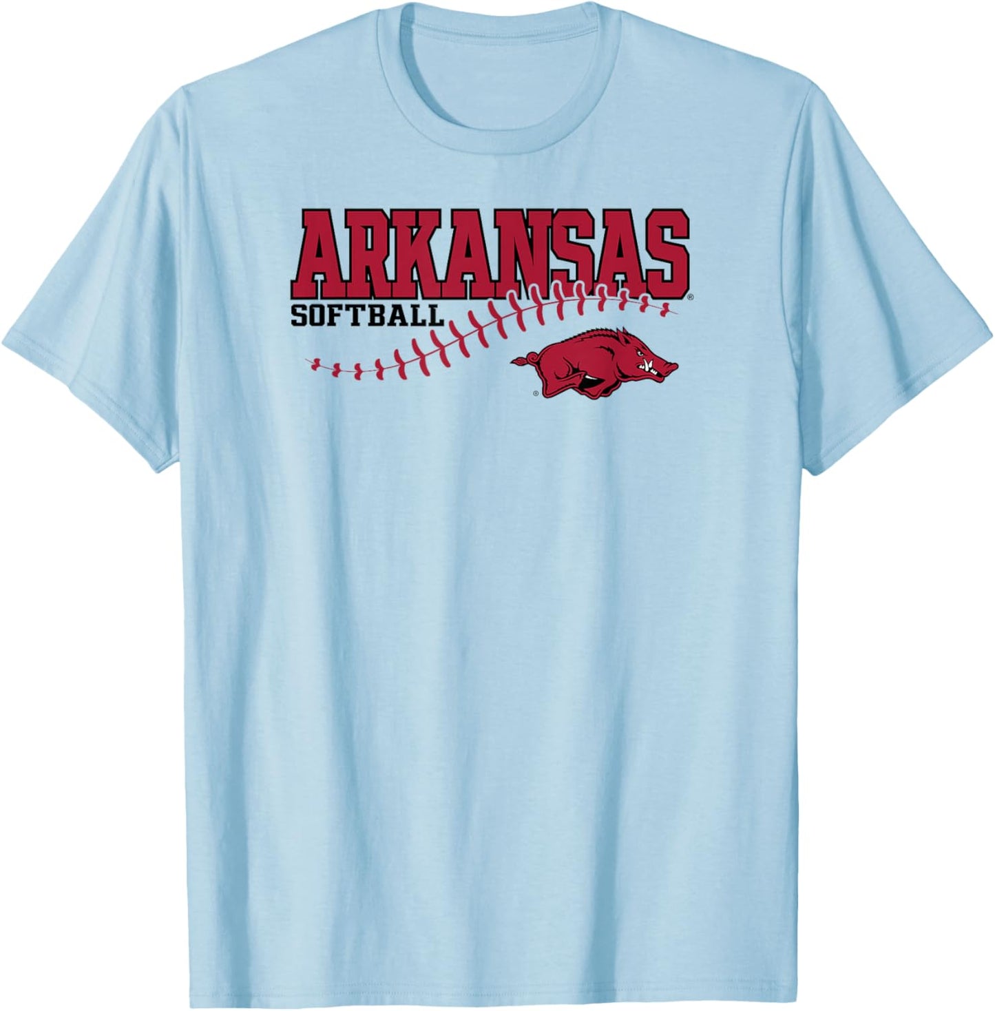Arkansas Razorbacks Softball Laces Gray Officially Licensed T-Shirt - T-Shirt | Light Blue