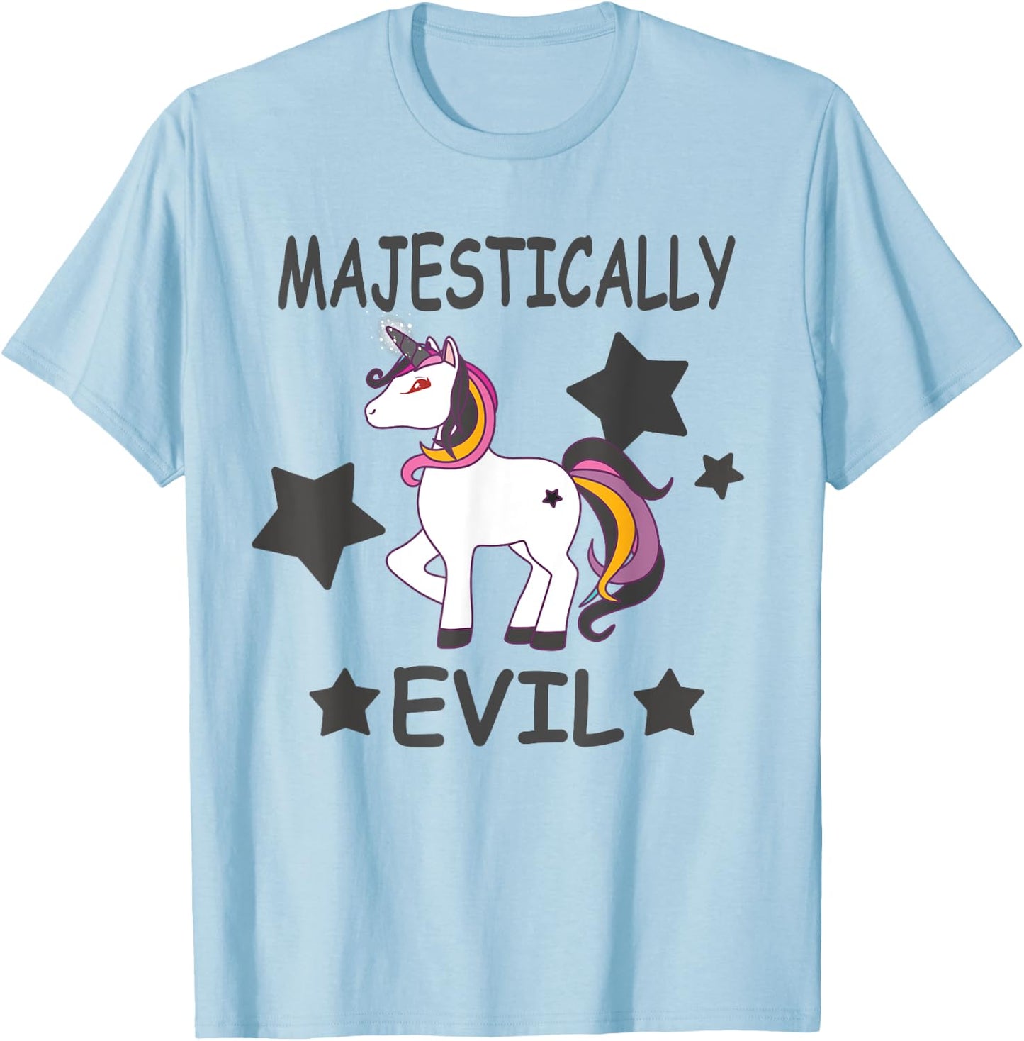 Majestically Evil Unicorn Funny T-Shirt - T-Shirt | Light Blue