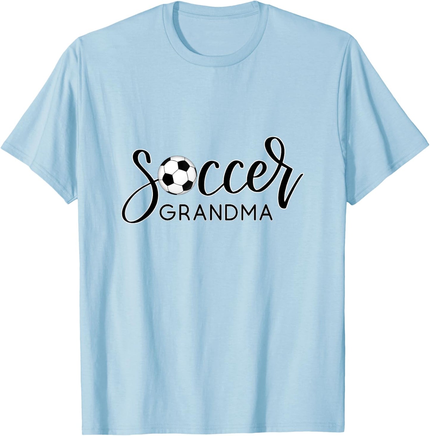 SOCCER GRANDMA Design with Soccer Ball and Hand Lettering T-Shirt - T-Shirt | Light Blue