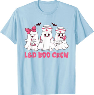 Halloween labor and delivery nurse shirt L&D Boo Crew T-Shirt - T-Shirt | Light Blue