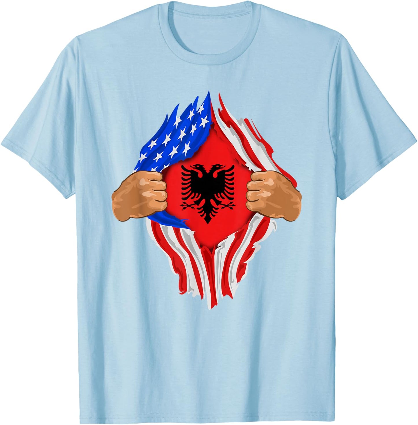 Albanian Blood Inside Me | Albania Flag Gift T-Shirt - T-Shirt | Light Blue