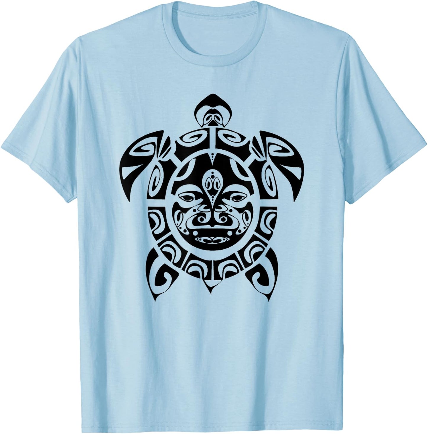 Psychedelic Sea Turtle, Retro Black And White Trippy T-Shirt - T-Shirt | Light Blue