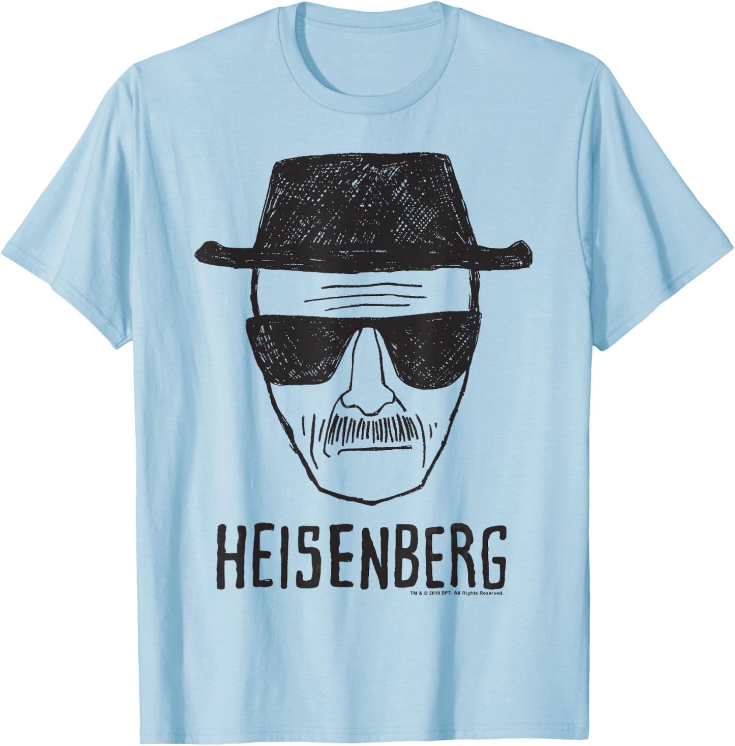 Breaking Bad Heisenberg Head Shot Sketch T-Shirt - T-Shirt | Light Blue