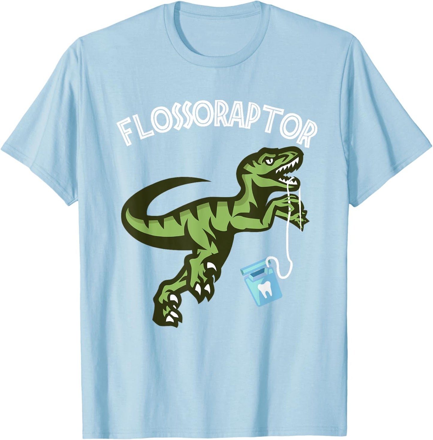 Floss Shirt - Funny Flossoraptor Dental Hygiene T-Shirt - T-Shirt | Light Blue