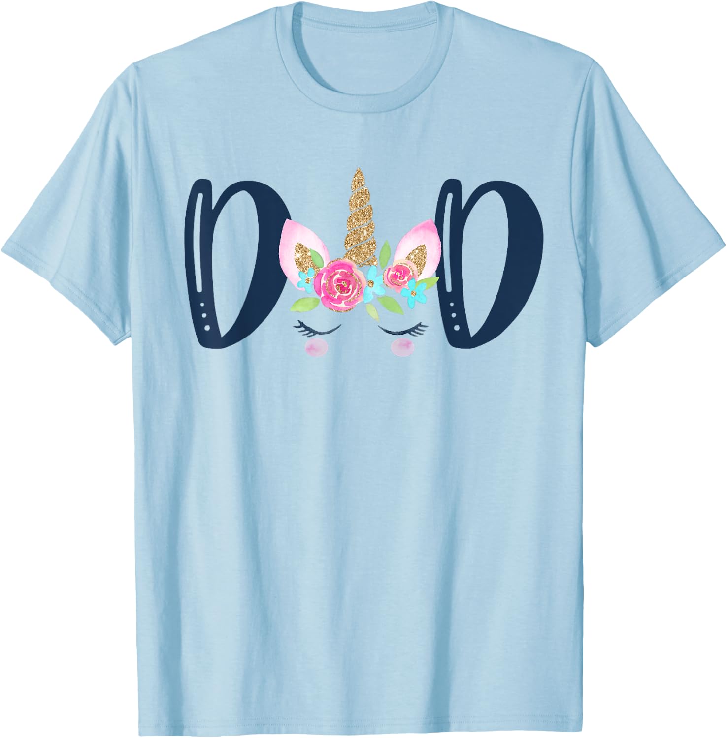 Unicorn Dad Birthday Shirt Matching Family Party T-Shirt - T-Shirt | Light Blue