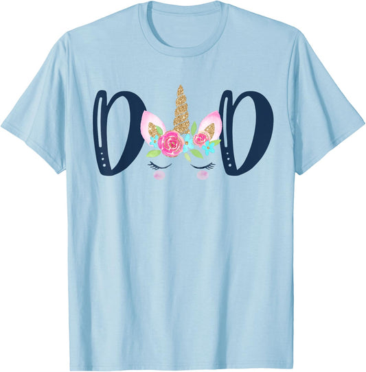 Unicorn Dad Birthday Shirt Matching Family Party T-Shirt - T-Shirt | Light Blue