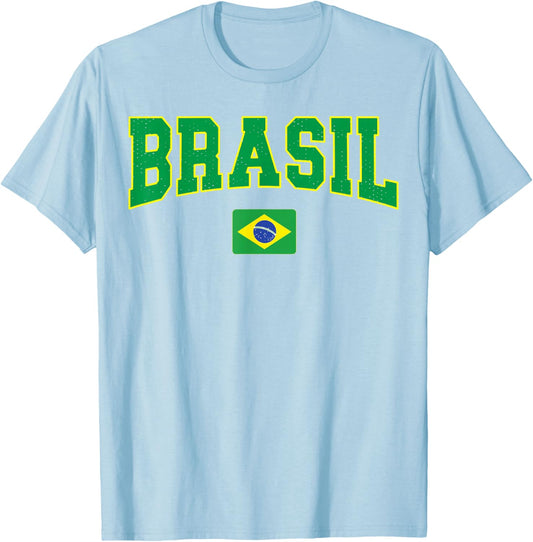 Brazil Flag Yellow Green Proud Brazilian Men Women Brazil T-Shirt - T-Shirt | Light Blue