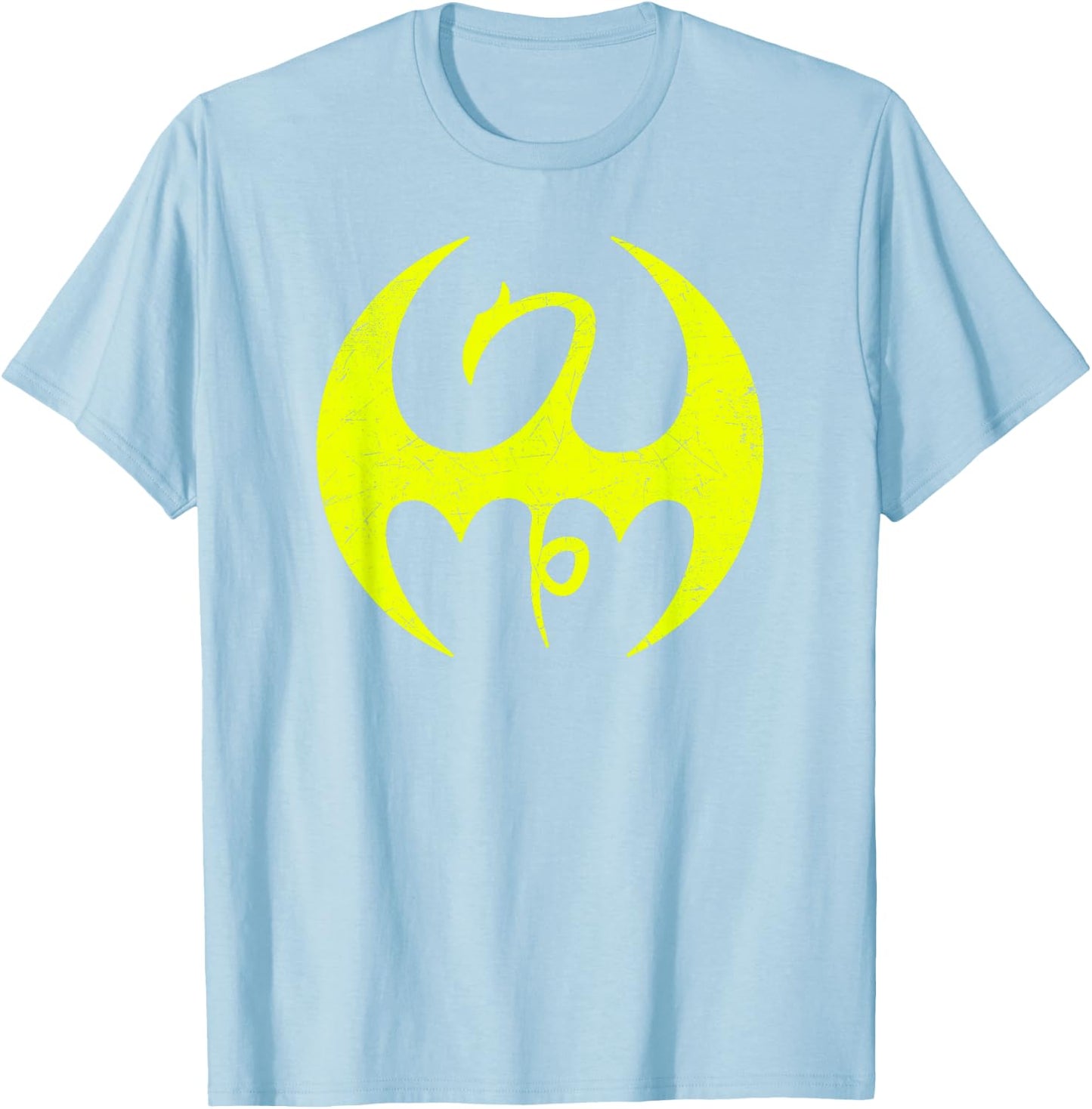 Marvel Iron Fist Distressed Dragon Logo Graphic C1 T-Shirt - T-Shirt | Light Blue
