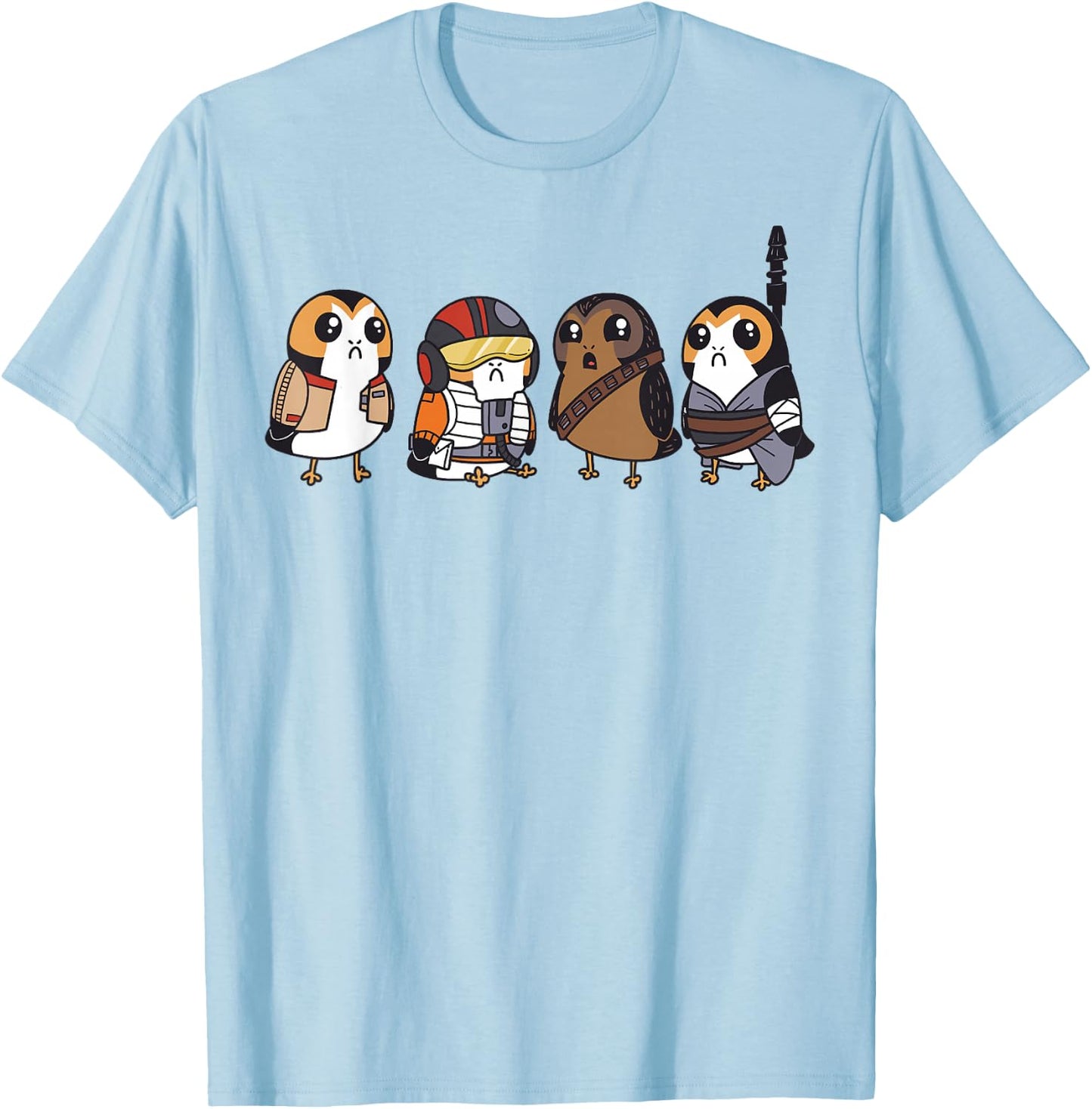 Star Wars Cute Porgs Dressed As Characters Portrait T-Shirt - T-Shirt | Light Blue