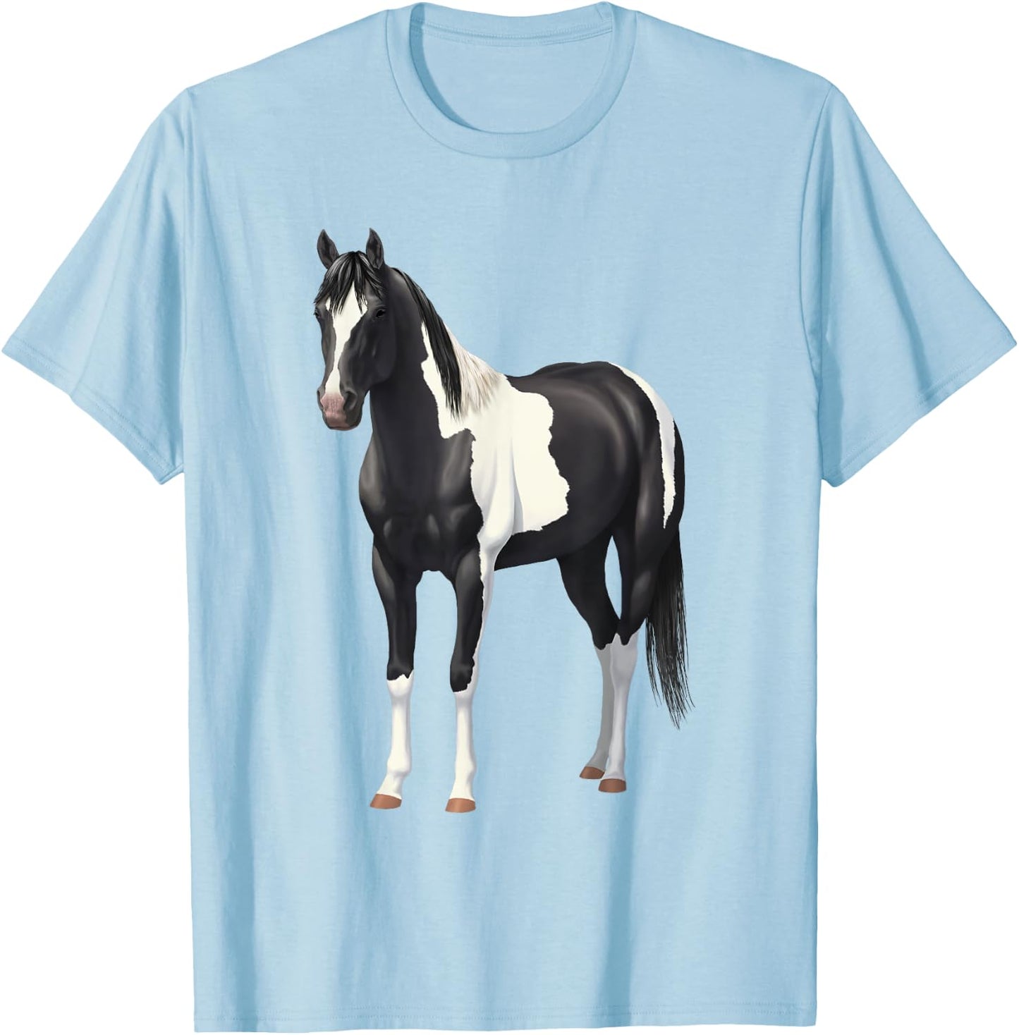 Beautiful Black Pinto Paint Horse Quarter Horse T-Shirt - T-Shirt | Light Blue