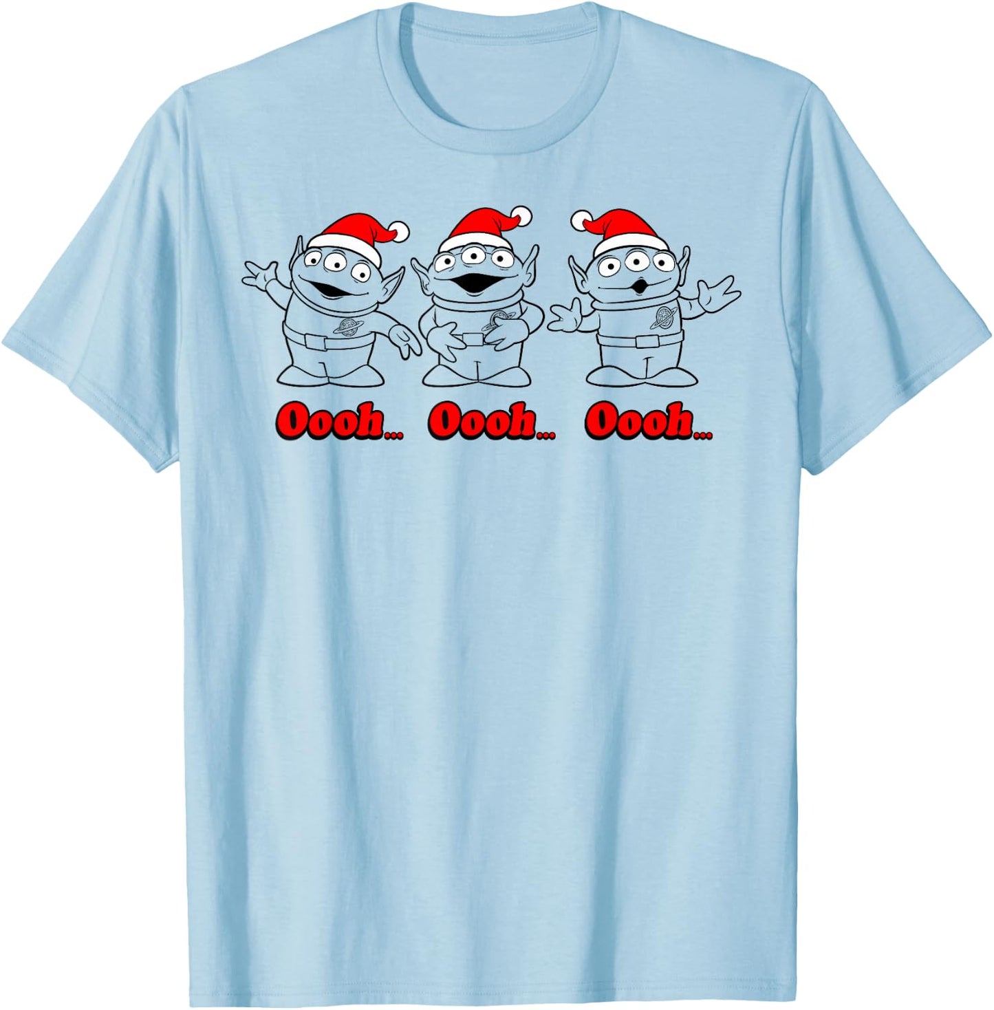 Disney Pixar Toy Story Christmas Aliens Santa Line Art Trio T-Shirt - T-Shirt | Light Blue