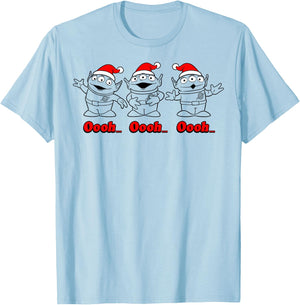 Disney Pixar Toy Story Christmas Aliens Santa Line Art Trio T-Shirt - T-Shirt | Light Blue