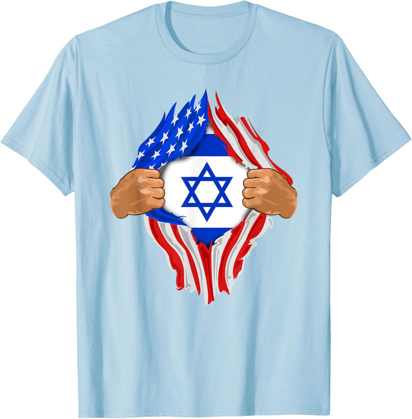 Israeli Blood Inside Me | Israel Flag Gift T-Shirt - T-Shirt | Light Blue