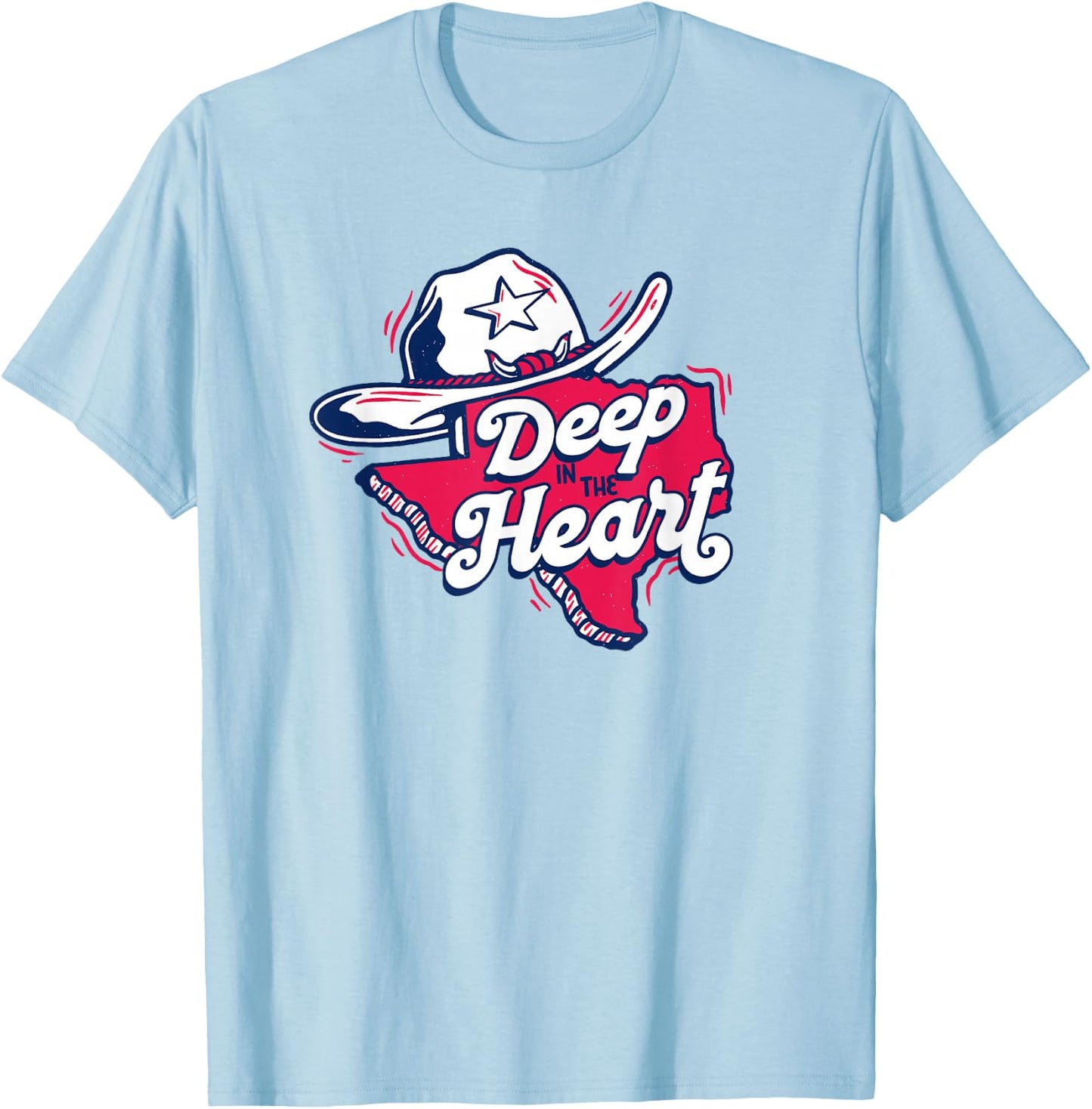 Deep in the Heart Vintage Texas Cartoon Proud Texan T-Shirt - T-Shirt | Light Blue