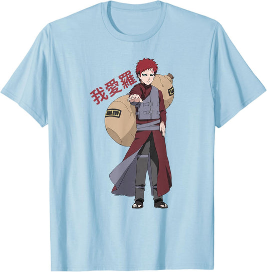 Naruto Shippuden Gaara Shinobi of Sunagakure Anime T-Shirt - T-Shirt | Light Blue