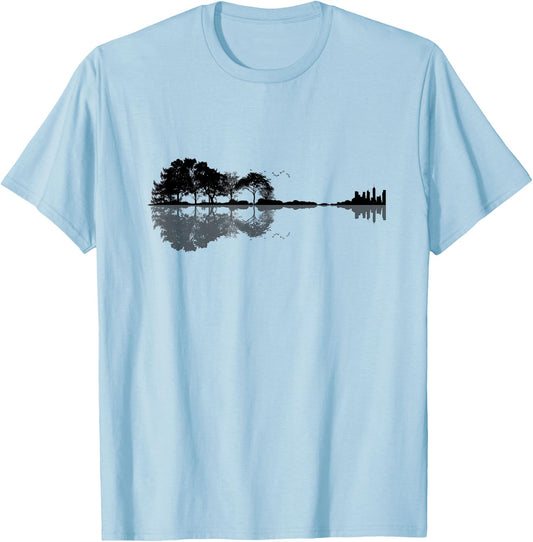 Acoustic Guitar Nature Forest Music Bass Guitarist Men Women T-Shirt - T-Shirt | Light Blue