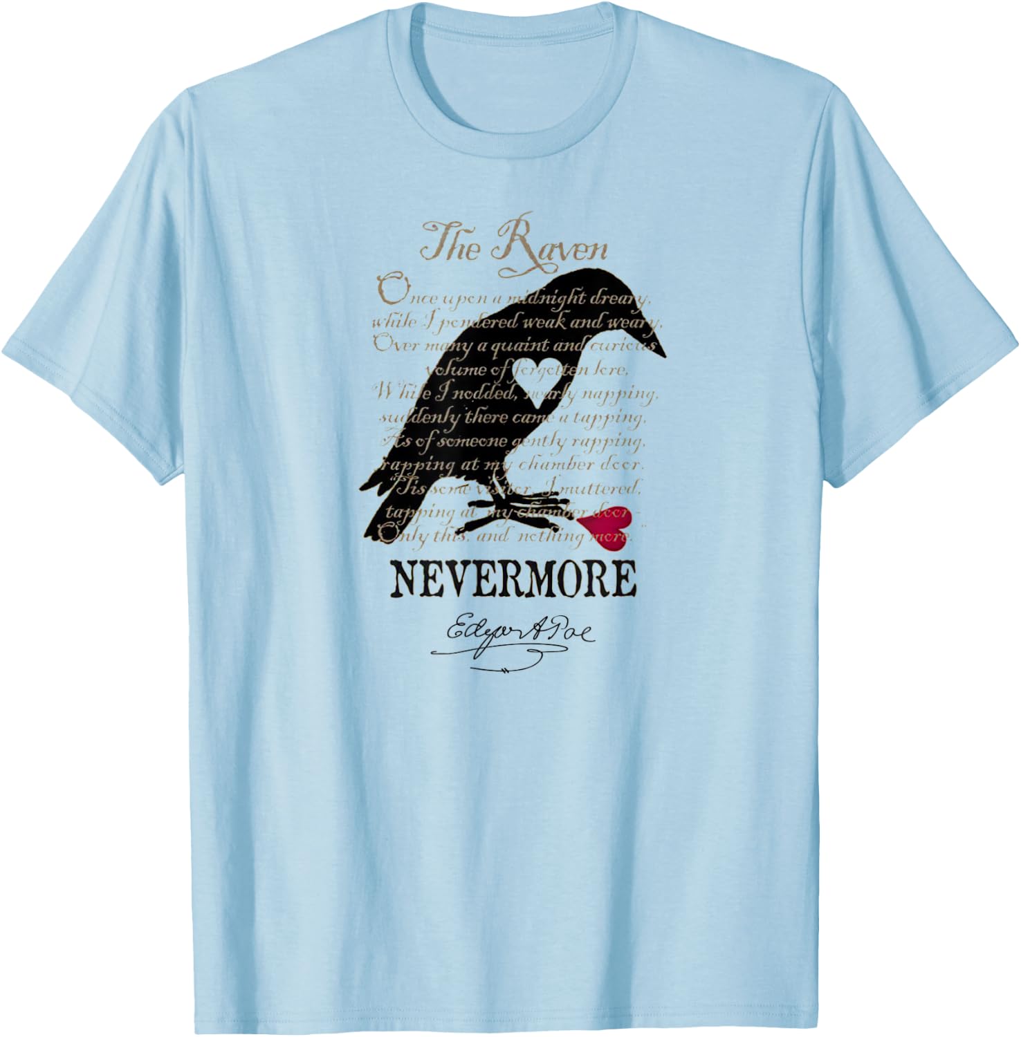Edgar Allan Poe T Shirt Gothic Tales of Poe Gif for Readers T-Shirt - T-Shirt | Light Blue