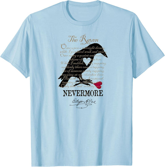 Edgar Allan Poe T Shirt Gothic Tales of Poe Gif for Readers T-Shirt - T-Shirt | Light Blue