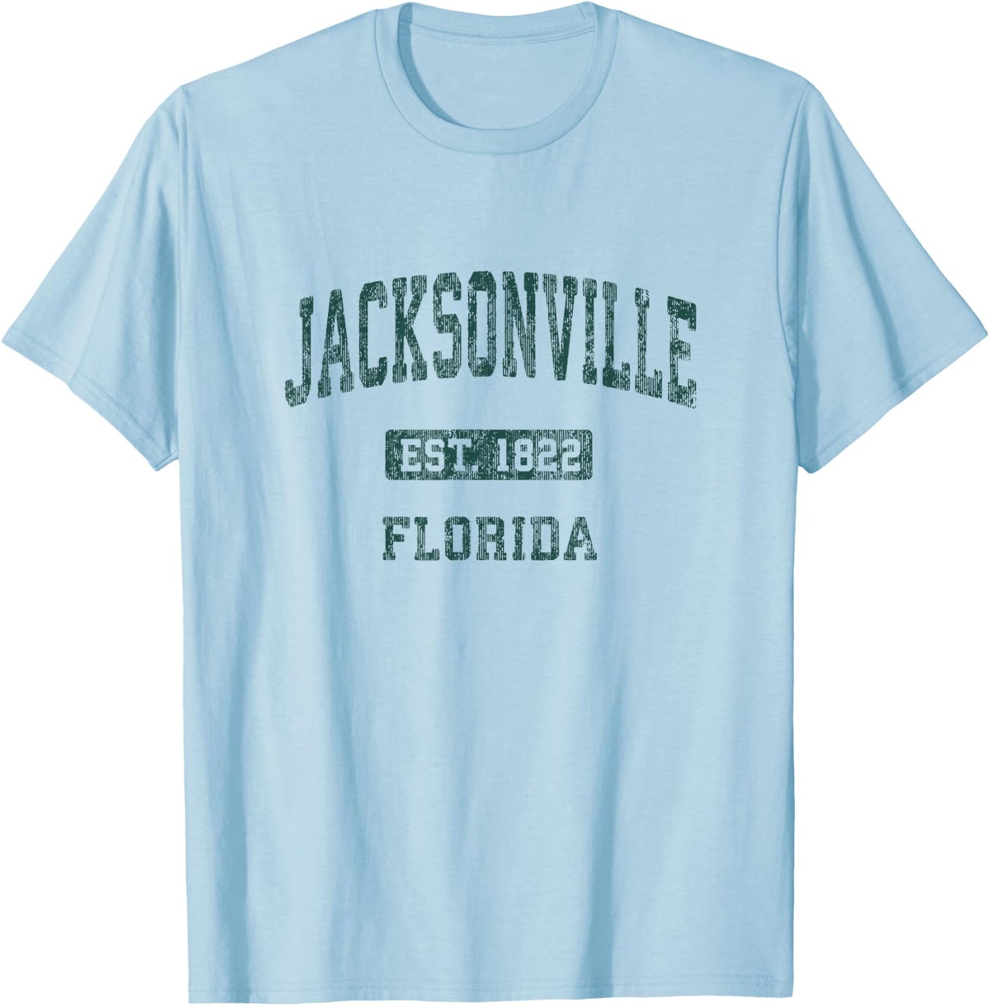 Jacksonville Florida FL Vintage Athletic Sports Design T-Shirt - T-Shirt | Light Blue