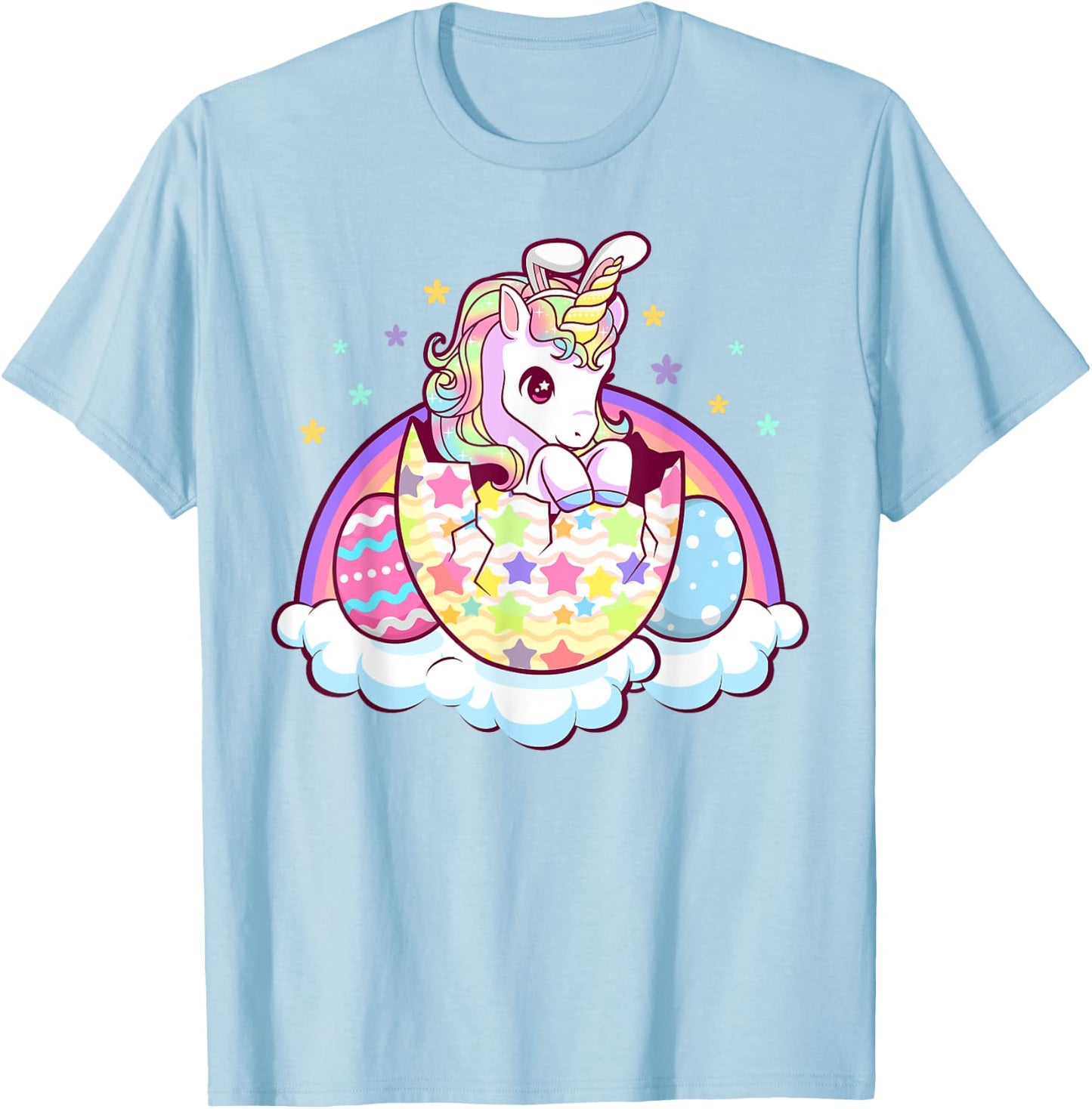 Happy Easter Unicorn Bunny Girls Kids Easter Eggs T-Shirt - T-Shirt | Light Blue