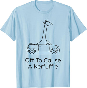 Off to Cause A Kerfuffle Giraffe Minimalist T-Shirt - T-Shirt | Light Blue