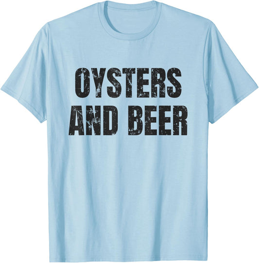 Oysters And Beer Funny Oyster T Shirt T-Shirt - T-Shirt | Light Blue