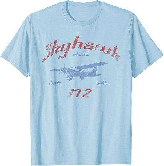 172 Skyhawk Airplane Classic Vintage Aviation Private PIlot T-Shirt - T-Shirt | Light Blue