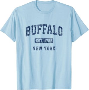 Buffalo New York NY Vintage Athletic Sports Design T-Shirt - T-Shirt | Light Blue