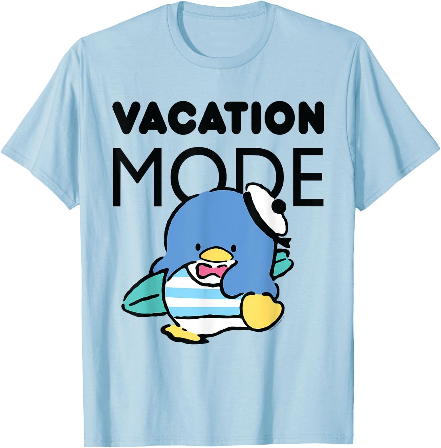 Tuxedosam Vacation Mode Surfer Surfing Penguin T-Shirt - T-Shirt | Light Blue