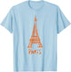 Vintage Paris I Love Travel Wanderlust Eiffel Tower T-Shirt - T-Shirt | Light Blue
