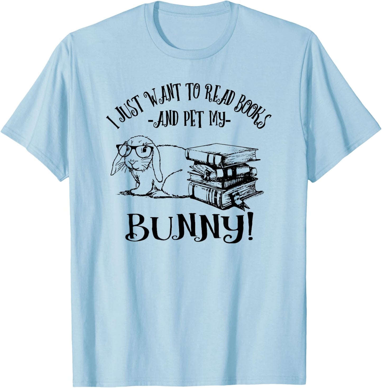 Girls Read Books Mini Holland Lop Bunny Rabbit Lover T-Shirt - T-Shirt | Light Blue