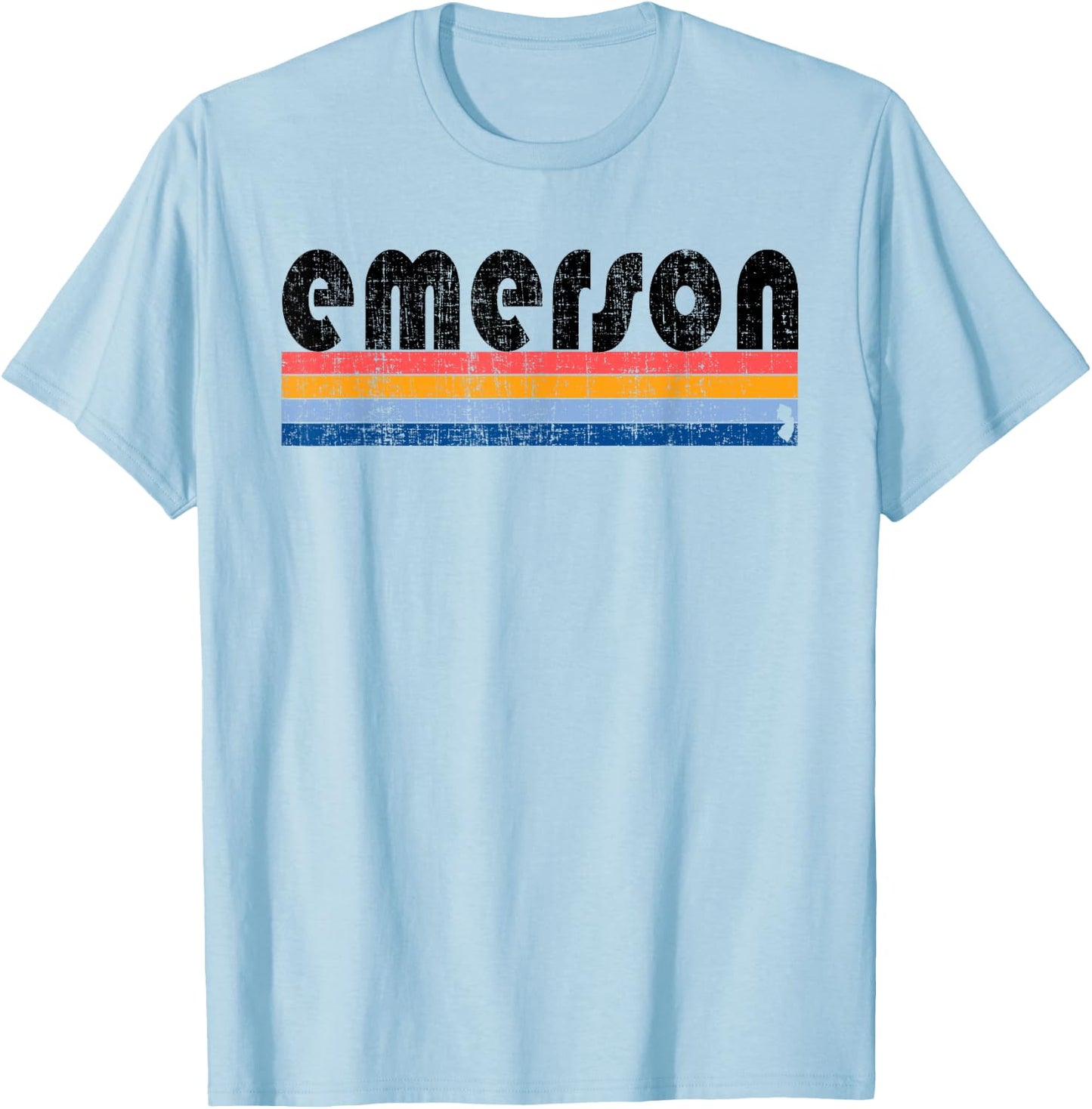 Vintage 80s Style Emerson NJ T-Shirt - T-Shirt | Light Blue