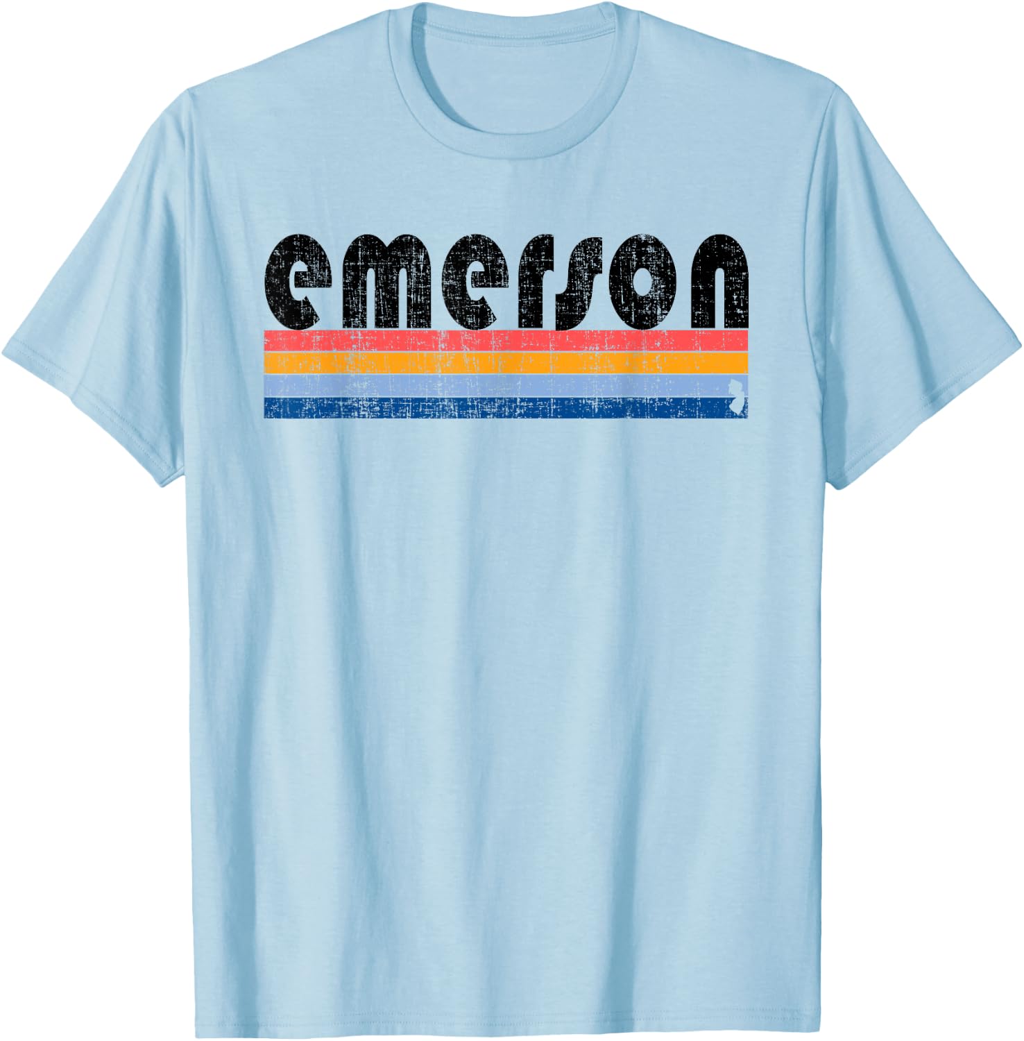 Vintage 80s Style Emerson NJ T-Shirt - T-Shirt | Light Blue