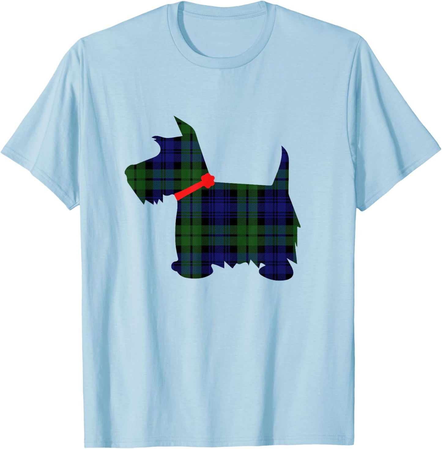 Scottie Dog Scottish Terrier T Shirt Campbell Tartan Plaid T-Shirt - T-Shirt | Light Blue